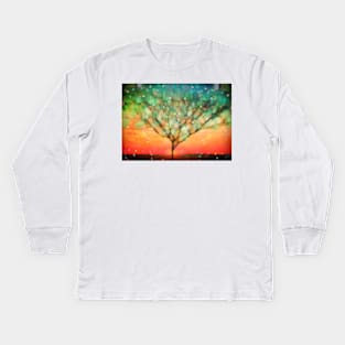 Single tree and sparkles rain Kids Long Sleeve T-Shirt